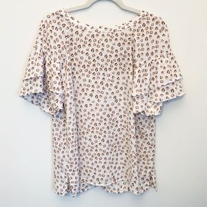 Loft Patterned Tiered Bell Sleeve Blouse Woman’s S